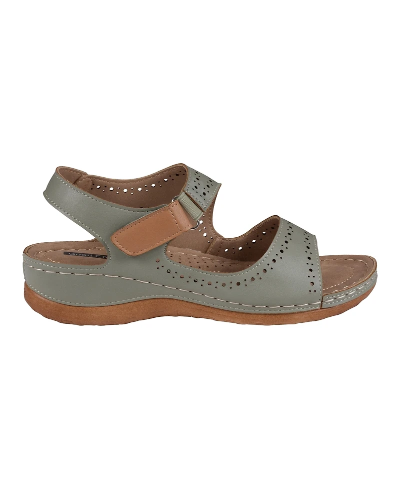 Gc Shoes Women's Foster Perforated Double Band Flat Sandals