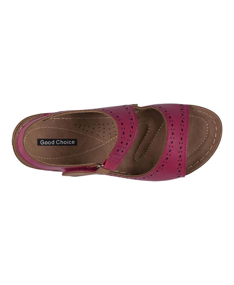 Gc Shoes Women's Foster Perforated Double Band Flat Sandals