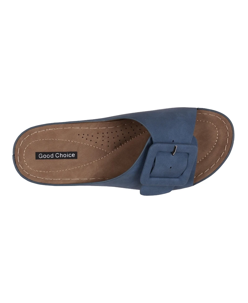 Gc Shoes Women's Hamden Buckle Comfort Flat Sandals