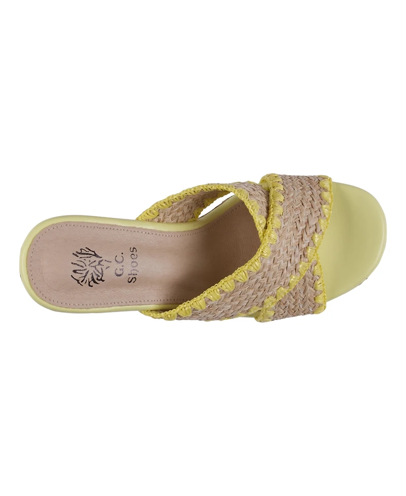 Gc Shoes Women's Elsa Woven Cork Heel Platform Sandals