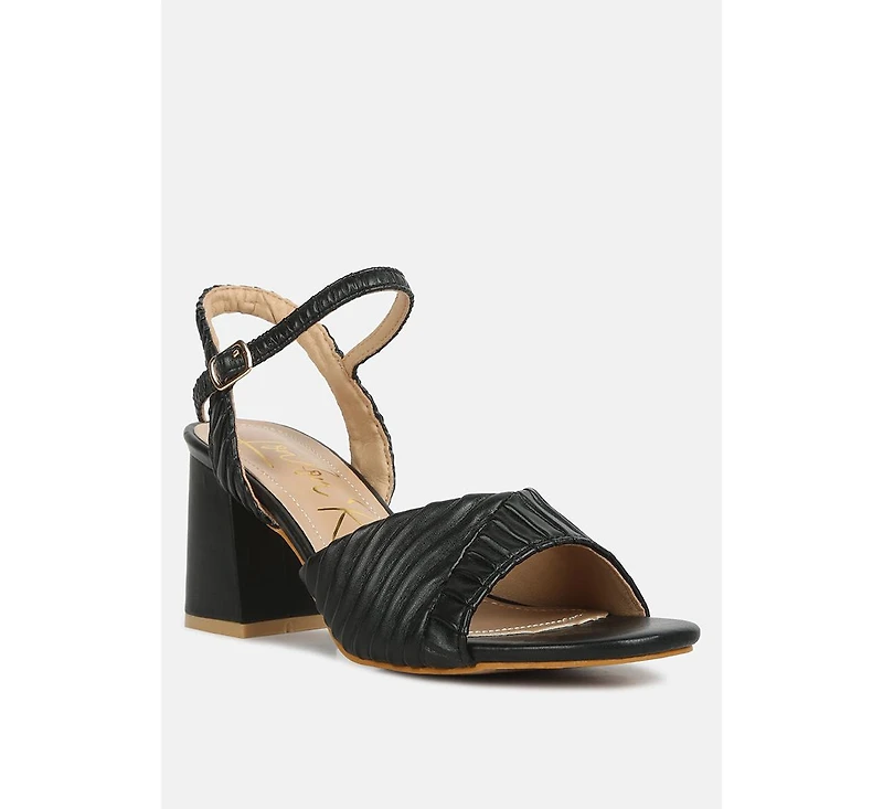 nicholas pleated strap block heel sandals