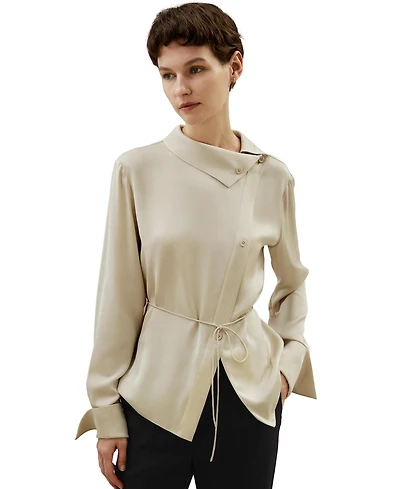 Lilysilk Women's Asymmetrical Shirt with Waist Tie