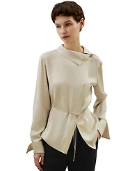 Lilysilk Women's Asymmetrical Shirt with Waist Tie