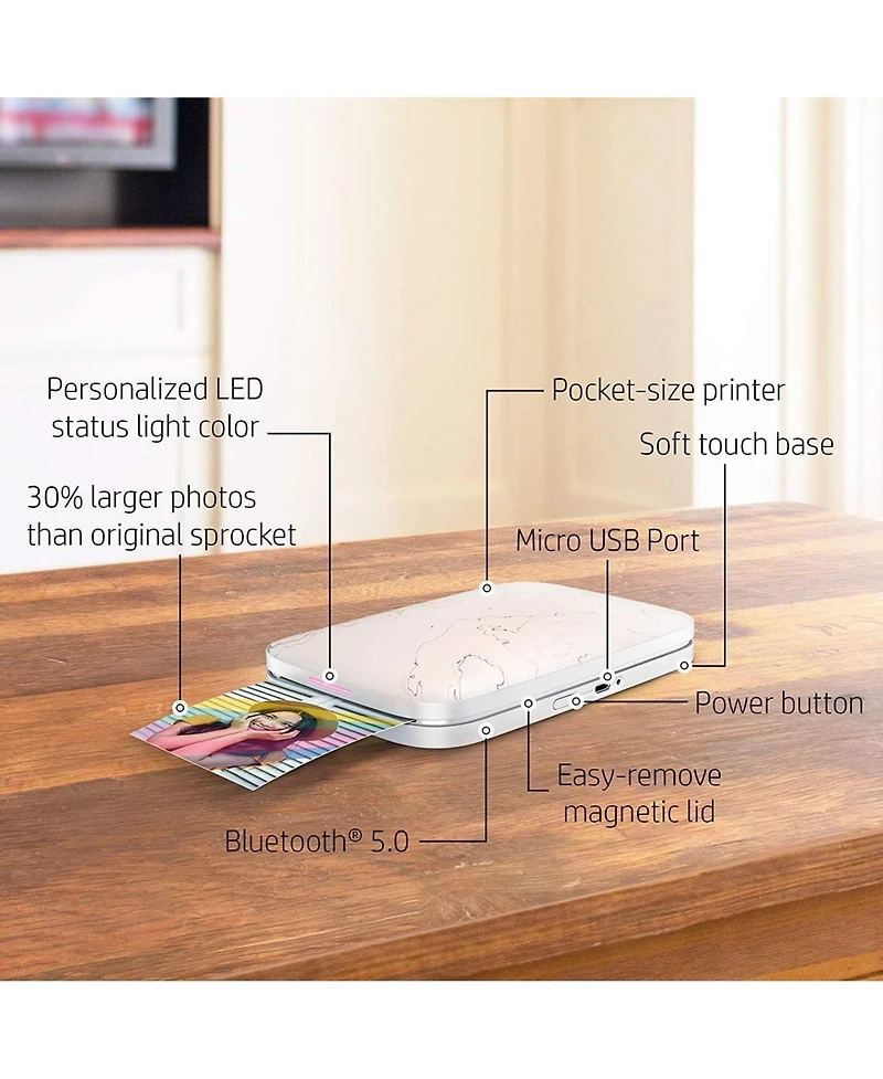 Hp Sprocket Portable 2.3x3.4" Instant Photo Printer with Zink Zero Ink Technology