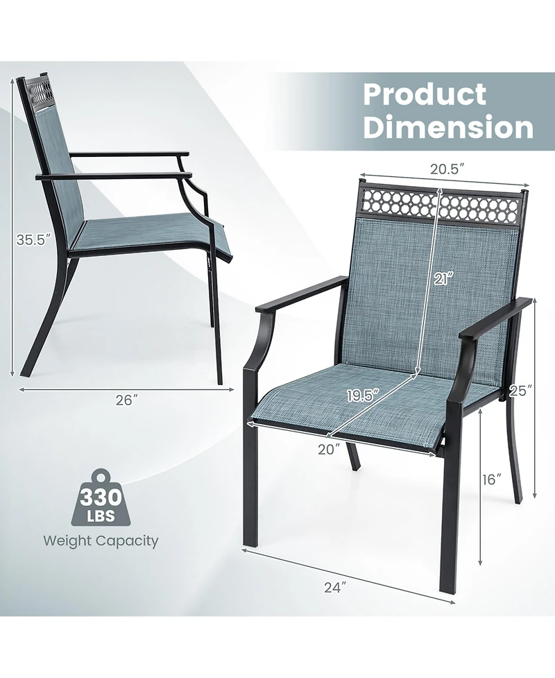 Patio Chairs Set of 2 with All Weather Breathable Fabric High Backrest