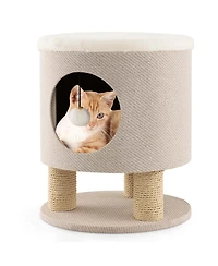 3-in-1 Cat Condo Stool Kitty Bed with Scratching Posts & Plush Ball Toy