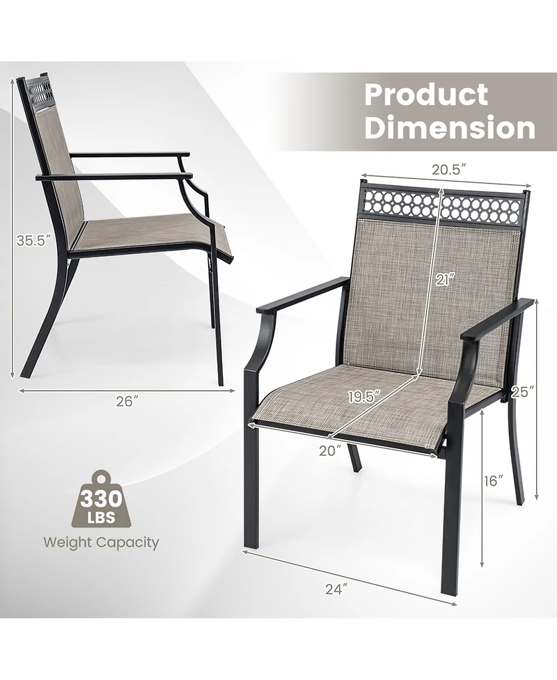 Patio Chairs Set of 2 with All Weather Breathable Fabric High Backrest