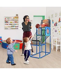 2-in-1 Kids Basketball Arcade & Sticky Balls Game w/Electronic Scoreboard Sound