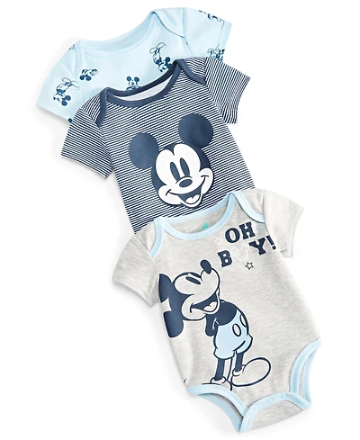 Disney Baby Boys Mickey Mouse Bodysuits, Pack of 3