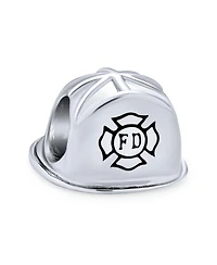 Bling Jewelry Fireman Fire Department Firefighter Hat Helmet Charm Bead Wife Oxidized Sterling Silver Fits European Bracelet