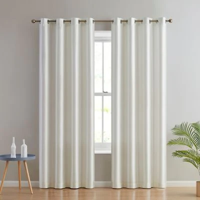Hlc.Me Jefferson Faux Silk Semi Sheer Light Filtering Microfiber Lined Grommet Lightweight Window Curtains Drapery For Bedroom Dining Room Living Room 2 Panels