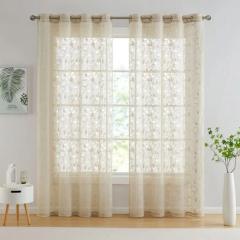 Hlc.Me Joyce Lace Sheer Kitchen Curtain Valance Topper Rod Pocket For Small Windows Bathroom Kitchen 54 W X 18 L