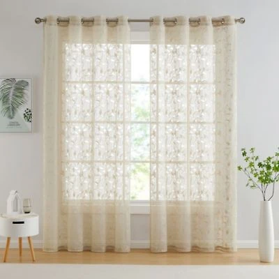 Hlc.Me Joyce Lace Sheer Kitchen Curtain Valance Topper Rod Pocket For Small Windows Bathroom Kitchen 54 W X 18 L