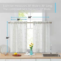 Hlc.Me Joyce Lace Sheer Kitchen Cafe Curtain Tiers For Small Windows Kitchen Bathroom 30 W X 36 L Inch Pair