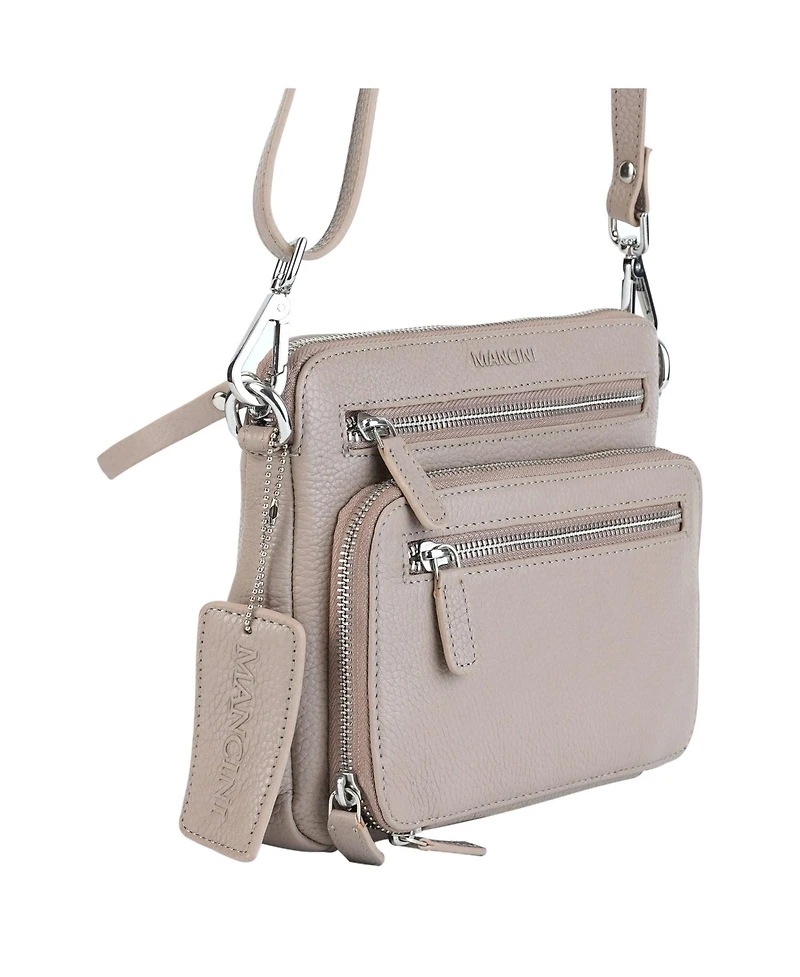 Mancini Pebbled Collection Valerie Leather Mini Crossbody Bag