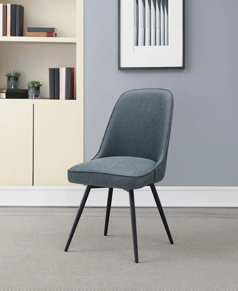 Office Star Penton Swivel Chair 19.5" W x 35" H, 2-Pack in Navy Faux Leather with Black Metal Legs