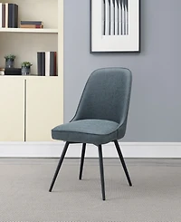 Office Star Penton Swivel Chair 19.5" W x 35" H, 2-Pack in Navy Faux Leather with Black Metal Legs