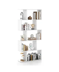1 Pc 5-Tier Bookshelf Geometric S-Shaped Bookcase Room Divider Storage Display Shelf