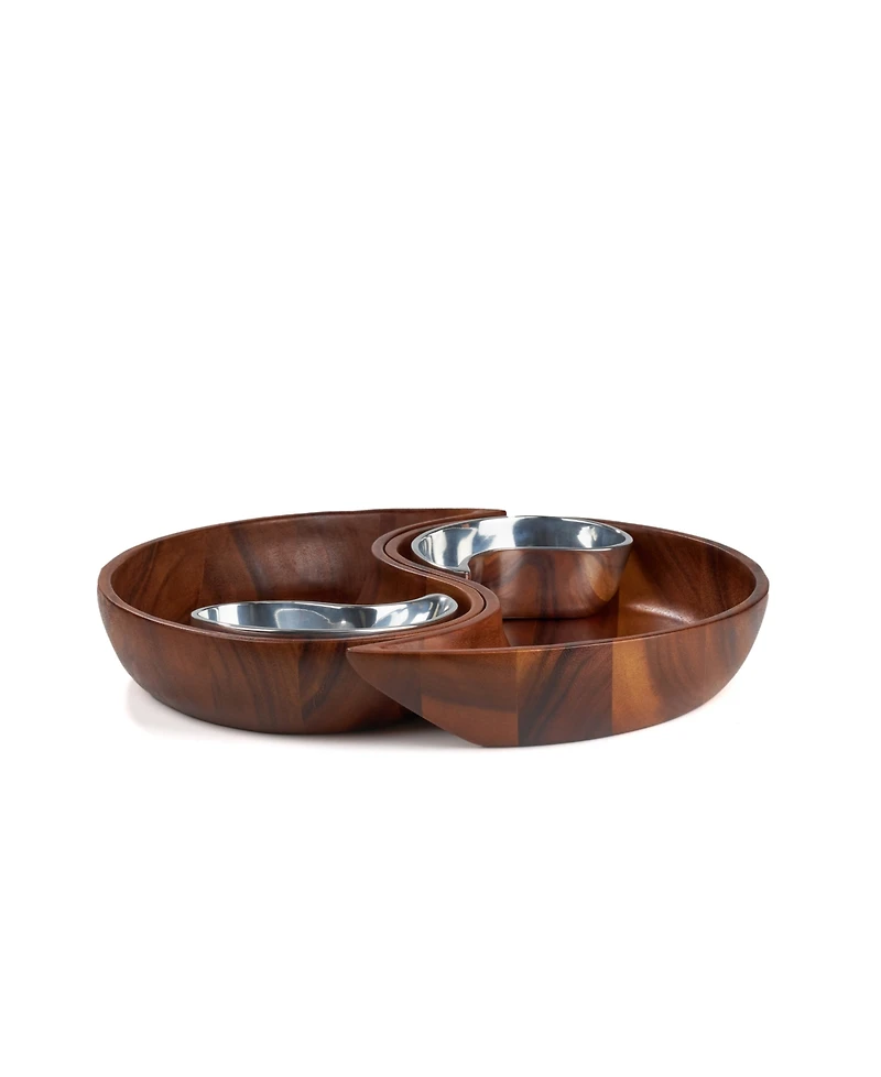 Nambe Yin Yang Chip and Dip Set, 4 Pieces