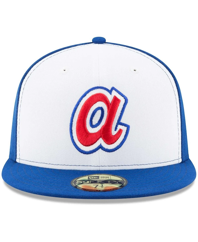Men's New Era White, Royal Atlanta Braves Cooperstown Collection 59FIFTY Fitted Hat