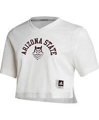 Women's adidas White Arizona State Sun Devils V-Neck Cropped Jersey