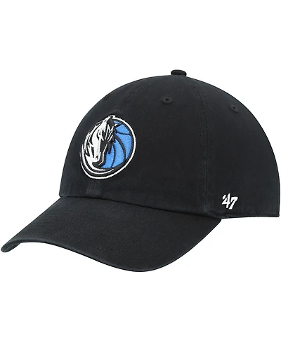 Men's '47 Brand Black Dallas Mavericks Team Logo Clean Up Adjustable Hat