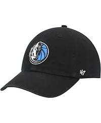 Men's '47 Brand Black Dallas Mavericks Team Logo Clean Up Adjustable Hat