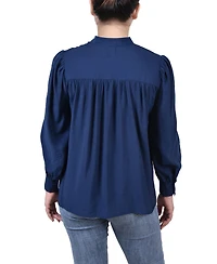 Ny Collection Women's Long Sleeve Crochet Blouse