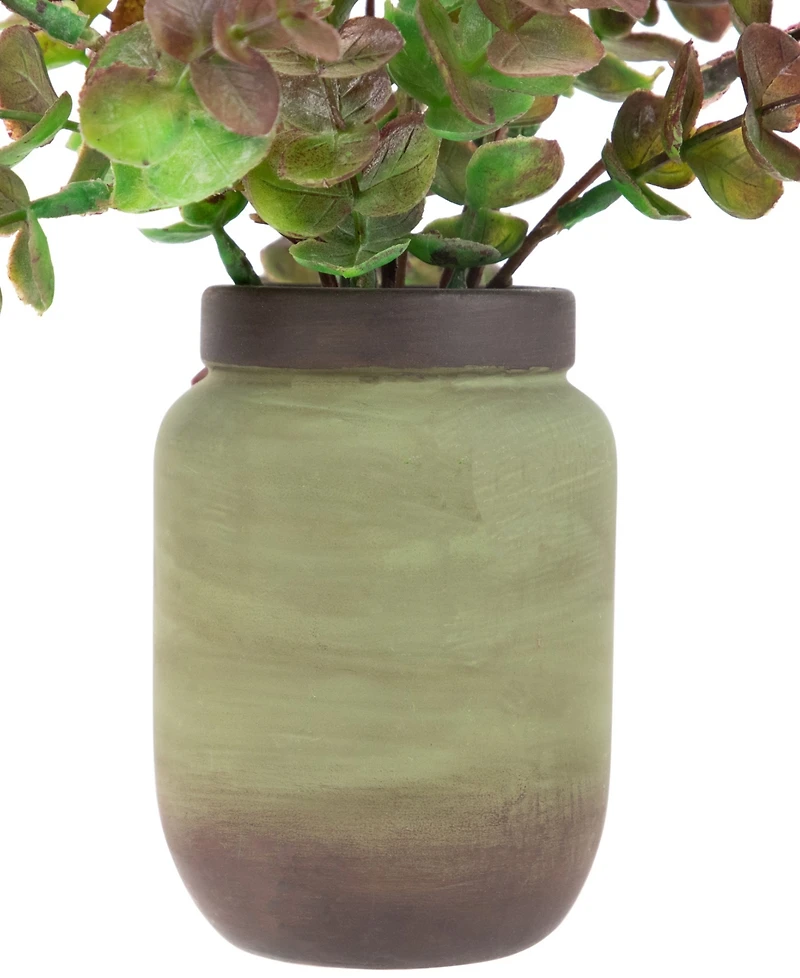 Northlight 10" Two-Toned Spring Eucalyptus Leaves Artificial Plant in Ceramic Pot