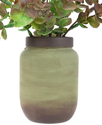 Northlight 10" Two-Toned Spring Eucalyptus Leaves Artificial Plant in Ceramic Pot