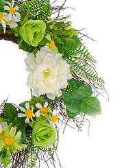 Northlight Mixed Floral Artificial Spring Wreath, 22"
