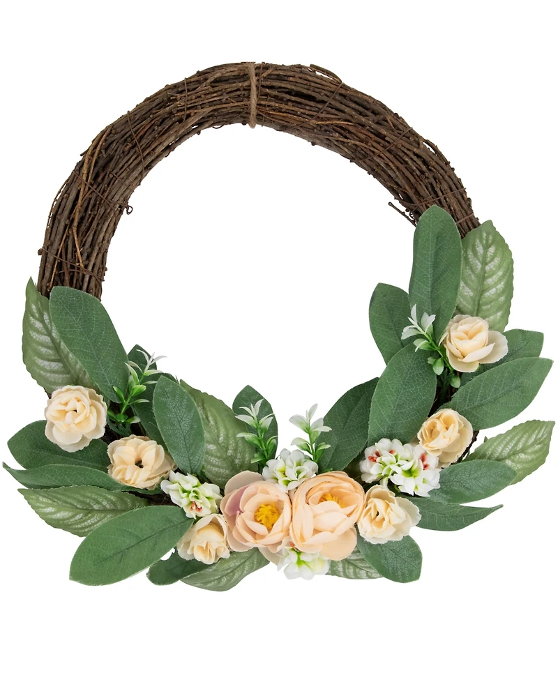 Northlight 14" Mini Peach Rose Half Floral Spring Wreath