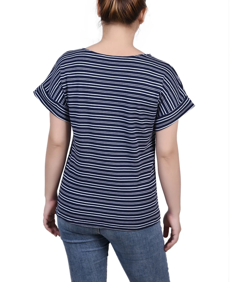 Ny Collection Women's Short Sleeve Tie Front Top