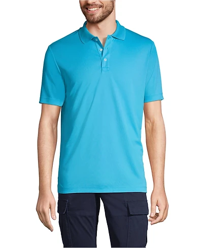 Lands' End Men's Short Sleeve Solid Active Polo Shirt