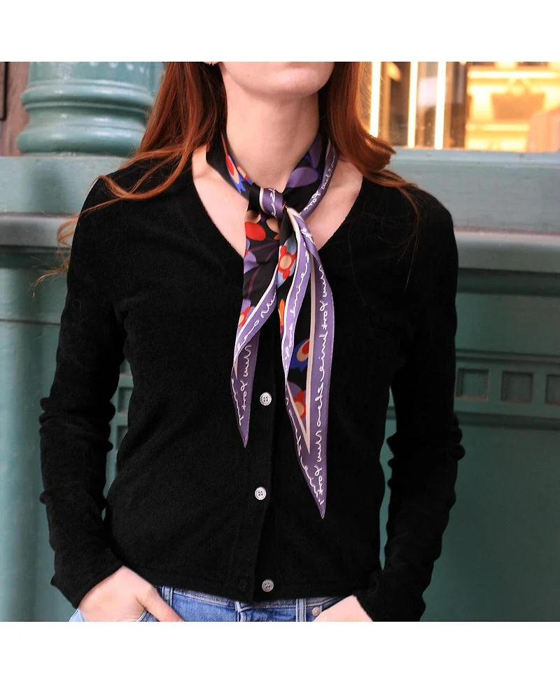 Jessie Zhao New York Silk Diamond Scarf Of Purple Garden
