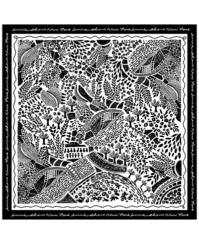 Jessie Zhao New York Double Sided Silk Scarf Of Black Garden