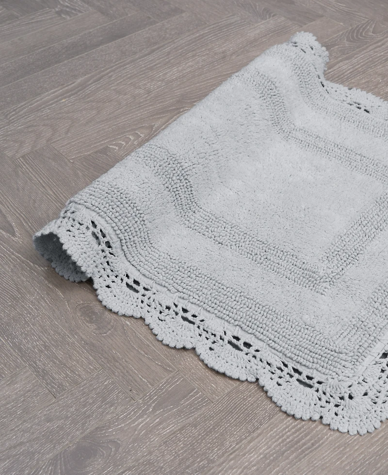 Laura Ashley Crochet Reversible Cotton Bath Rug, 17" x 24"