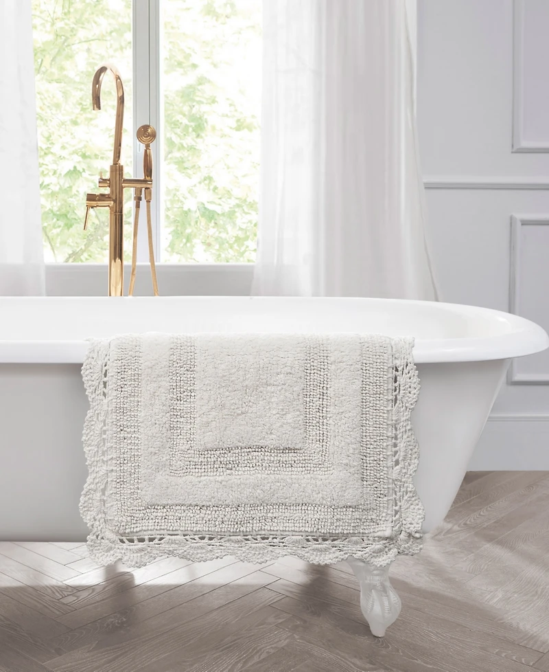 Laura Ashley Crochet Reversible Cotton Bath Rug