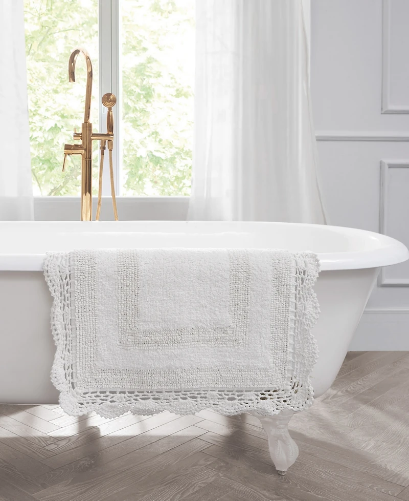 Laura Ashley Crochet Reversible Cotton 2-Pc. Bath Rug Set