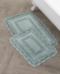 Laura Ashley Crochet Reversible Cotton 2-Pc. Bath Rug Set