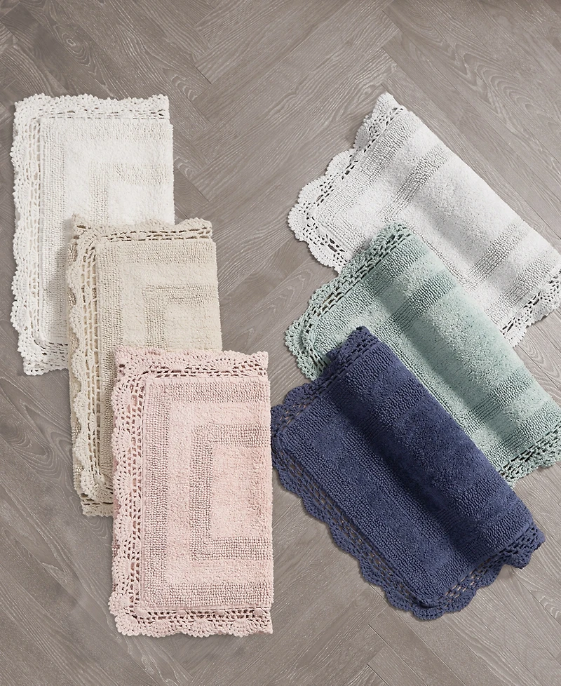Laura Ashley Crochet Reversible Cotton 2-Pc. Bath Rug Set