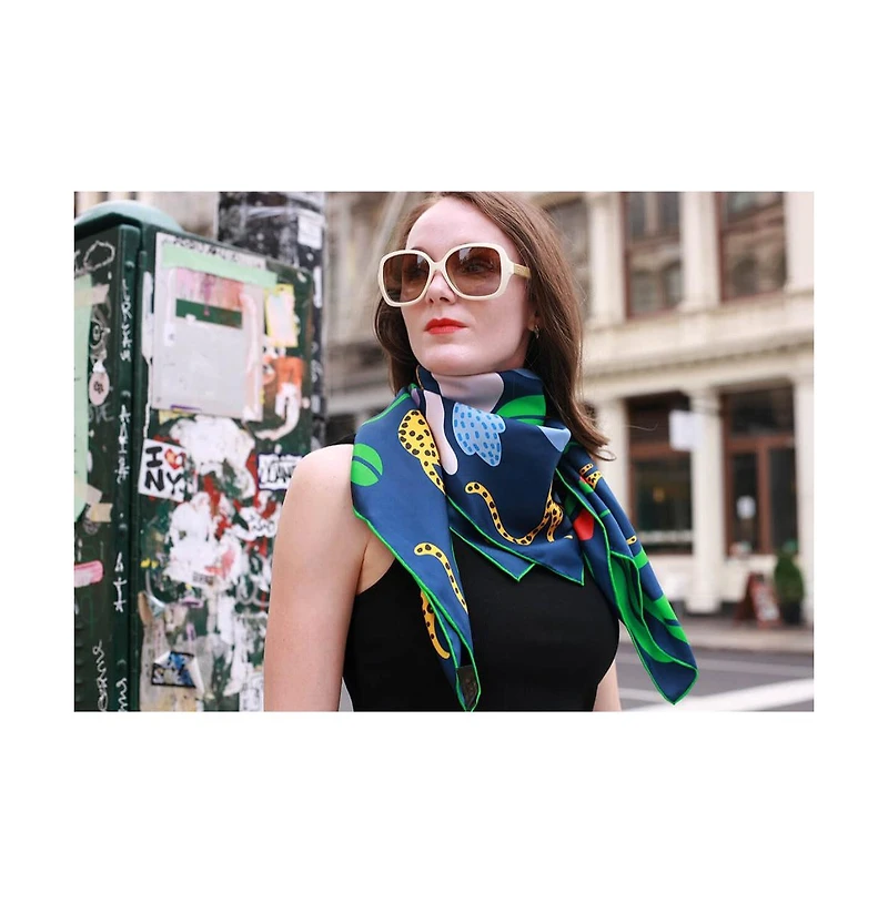 Jessie Zhao New York Double Sided Silk Scarf Of Jungle Night