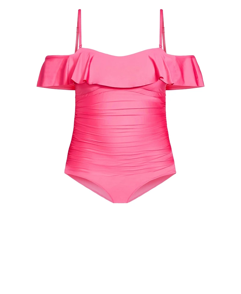 City Chic Plus Ingrid Ruffle 1 Piece Swimsuit