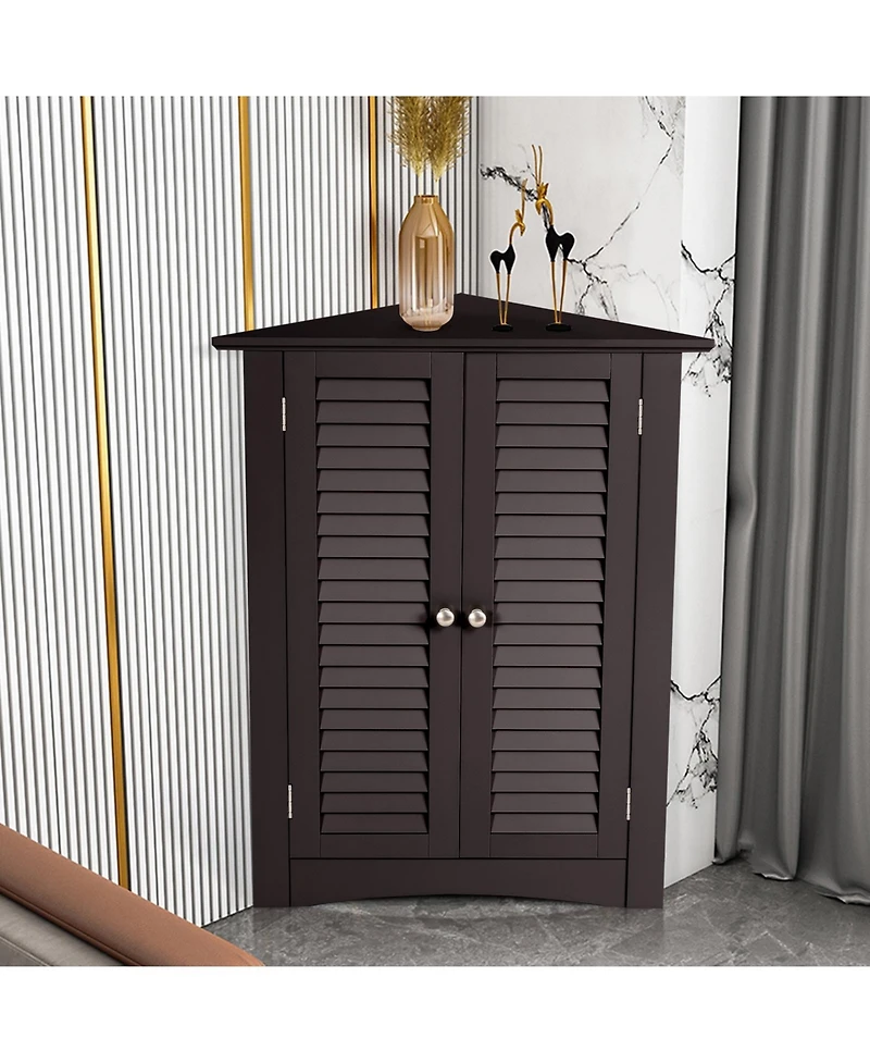 Bathroom Corner Storage Freestanding Floor Cabinet with Shutter Door