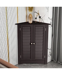 Bathroom Corner Storage Freestanding Floor Cabinet with Shutter Door