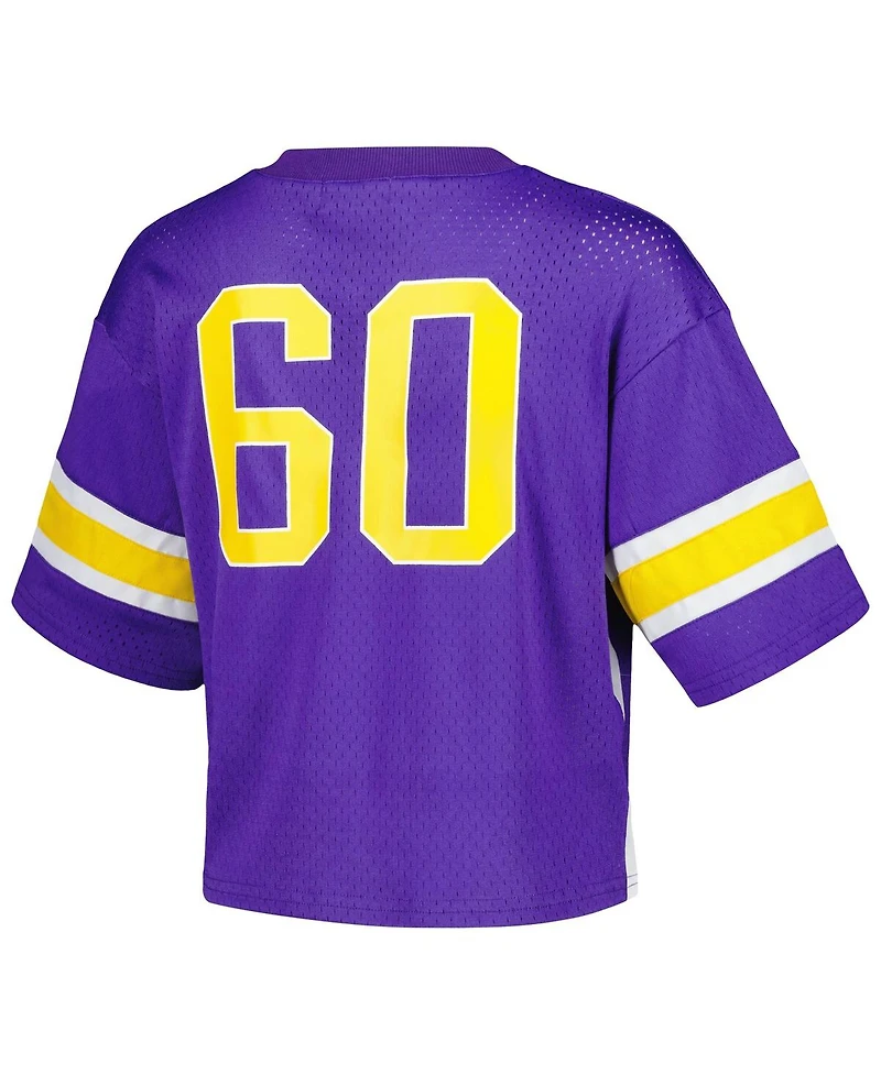 Women's Established & Co. Purple Lsu Tigers Fashion Boxy Cropped Football Jersey