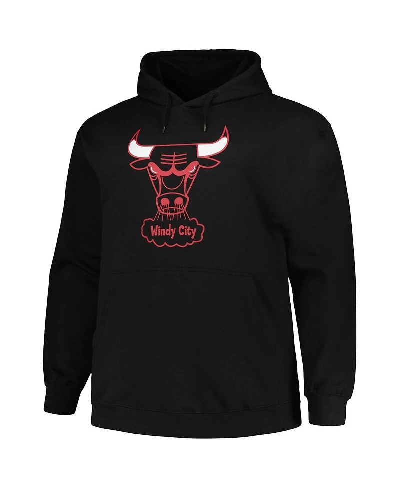 Men's Mitchell & Ness Black Chicago Bulls Hardwood Classics Big and Tall Pullover Hoodie