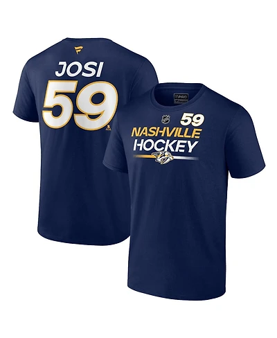 Men's Fanatics Roman Josi Navy Nashville Predators Authentic Pro Prime Name and Number T-shirt