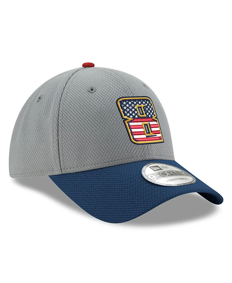 Men's New Era Gray, Navy Kyle Busch Salute 9FORTY Adjustable Hat