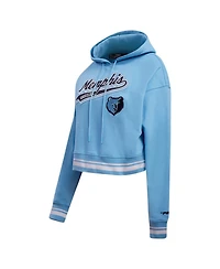 Women's Pro Standard Light Blue Memphis Grizzlies Script Tail Cropped Pullover Hoodie